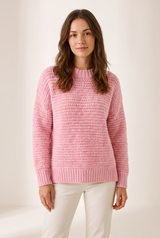 Jenny | Women's Ribbed Knit Side-Slit Sweater — Pink